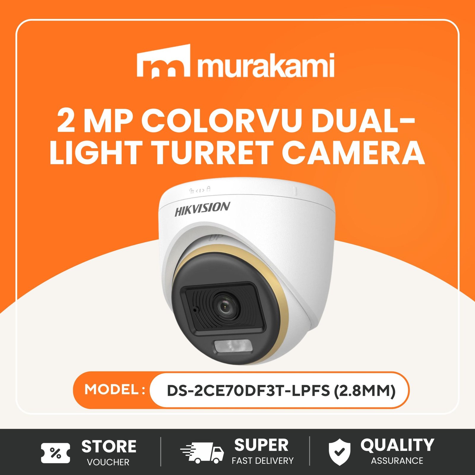 Hikvision (DS-2CE70DF3T-LPFS) (2.8mm) For A Promising 2 MP ColorVu Dual-light Indoor Fixed Turret Camera