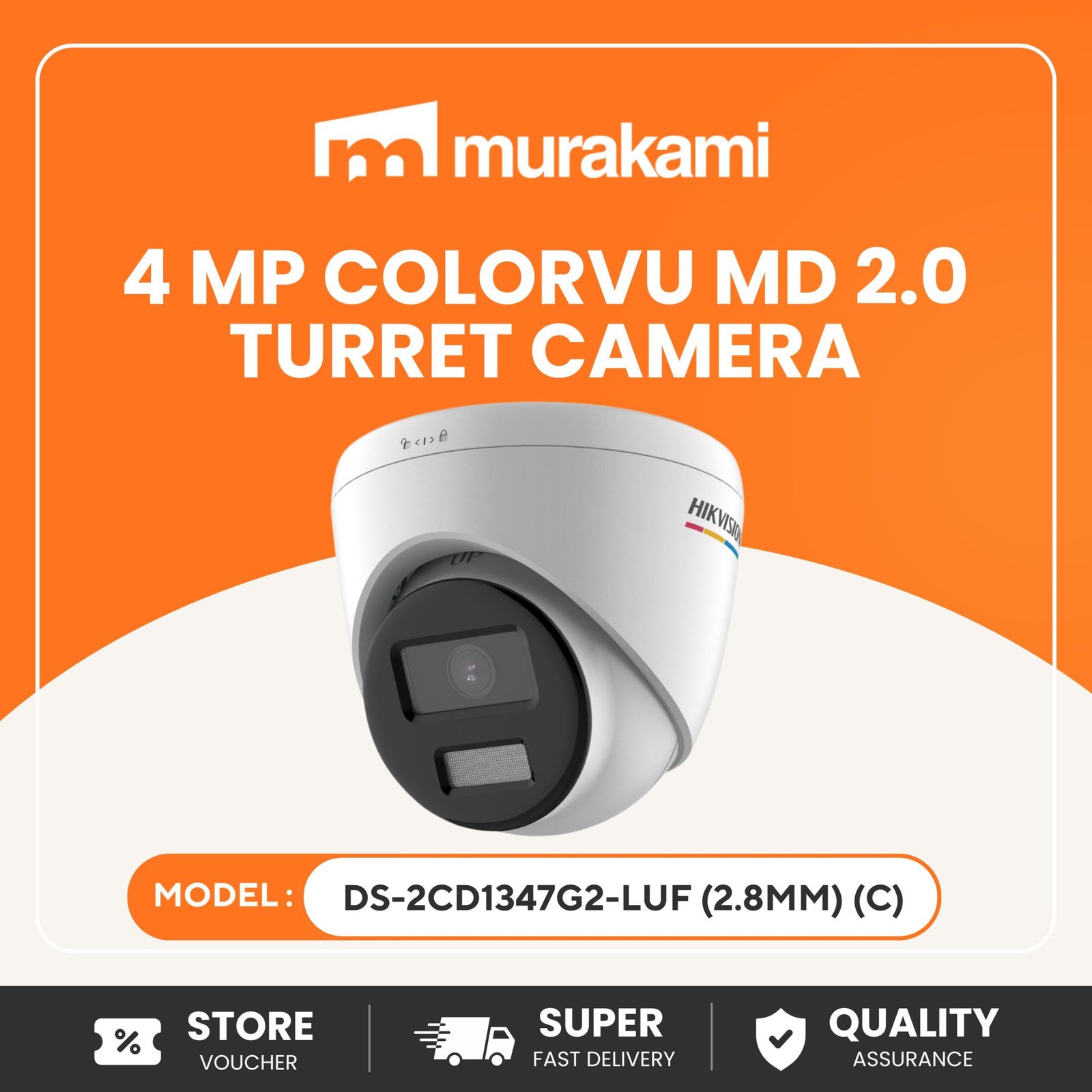 Hikvision (DS-2CD1347G2-LUF) For Best 4 MP ColorVu MD 2.0 Fixed Turret Network Camera