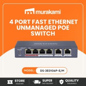 Hikvision (DS-3E0106P-E/M) 4-Port PoE Switch 10/100 Mbps for Best Metal Body Network Switch