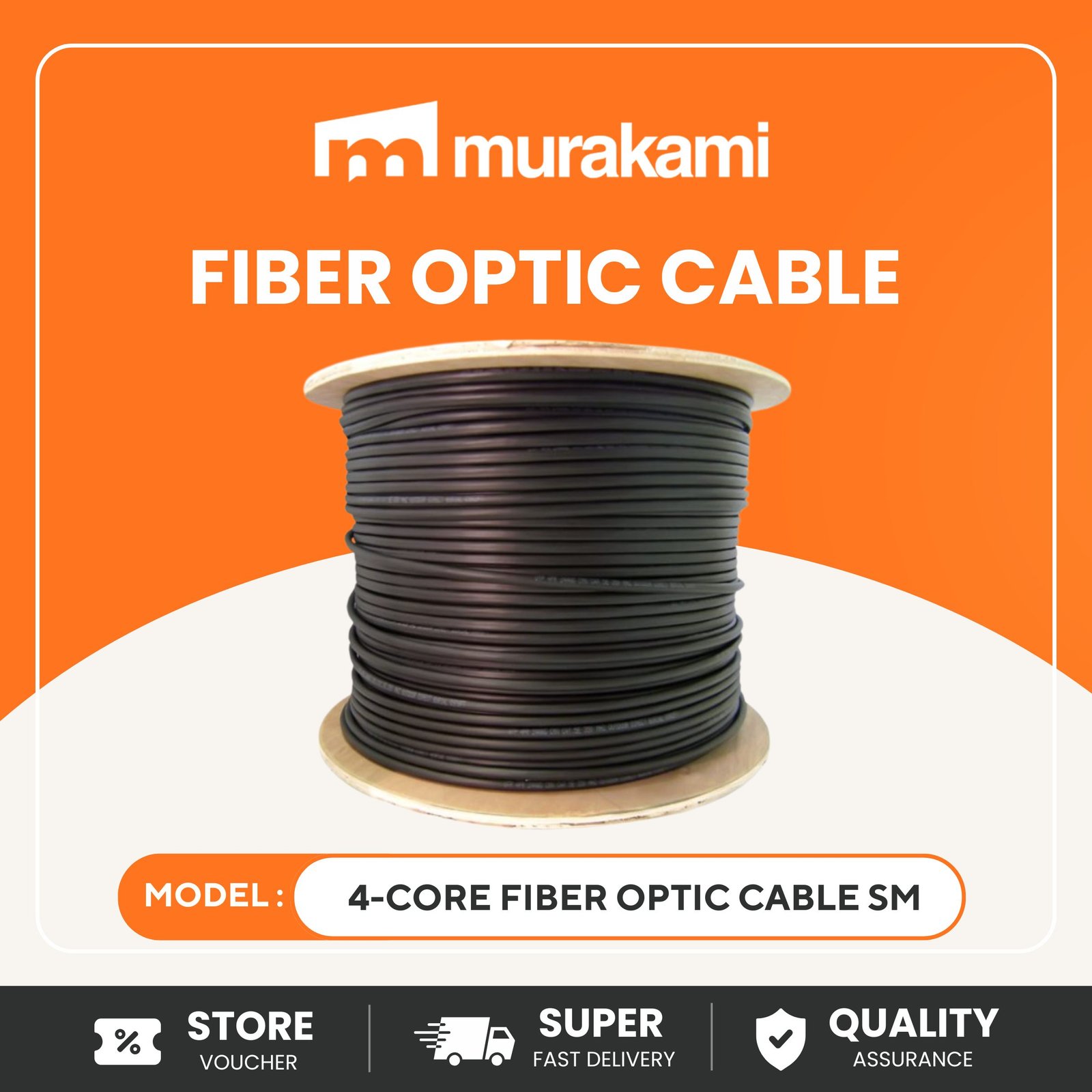 Cables Fiber Optic (4-Core Fiber Optic Cable SM) for Best Single Mode High-Speed 1KM Communication Cable for Long Distance Network, Telecom & CCTV Installation