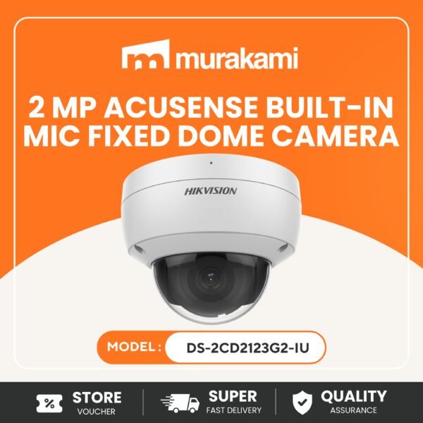 Hikvision (DS-2CD2123G2-IU) For A Fantastic And Ultimate IP AcuSense 2 MP Vandal Built-in Mic Fixed Dome Network Camera