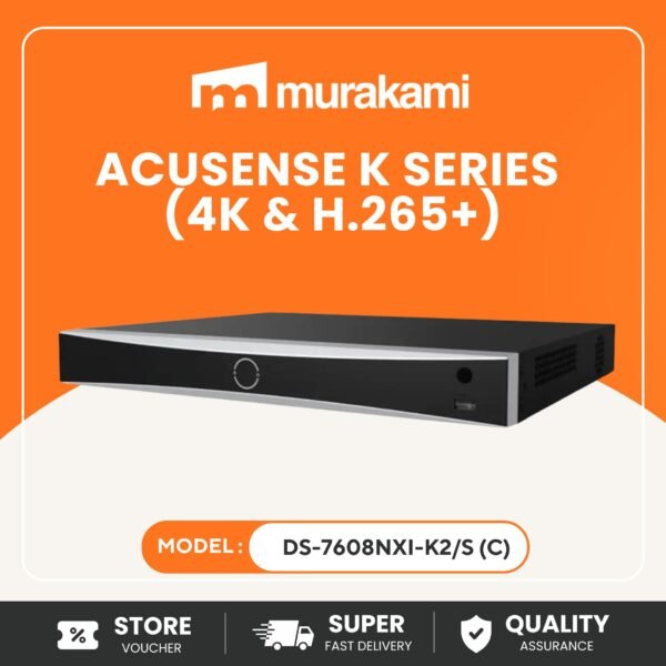 Hikvision (DS-7608NXI-K2/S) (C) for Better AcuSense NVR 8 Channel 4K AI Network Video Recorder Facial Recognition CCTV System