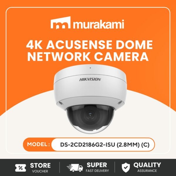 Hikvision (DS-2CD2186G2-ISU) (2.8mm) (C) for Better 8MP 4K IP Dome Camera AcuSense Smart IR 30m PoE CCTV Security Camera