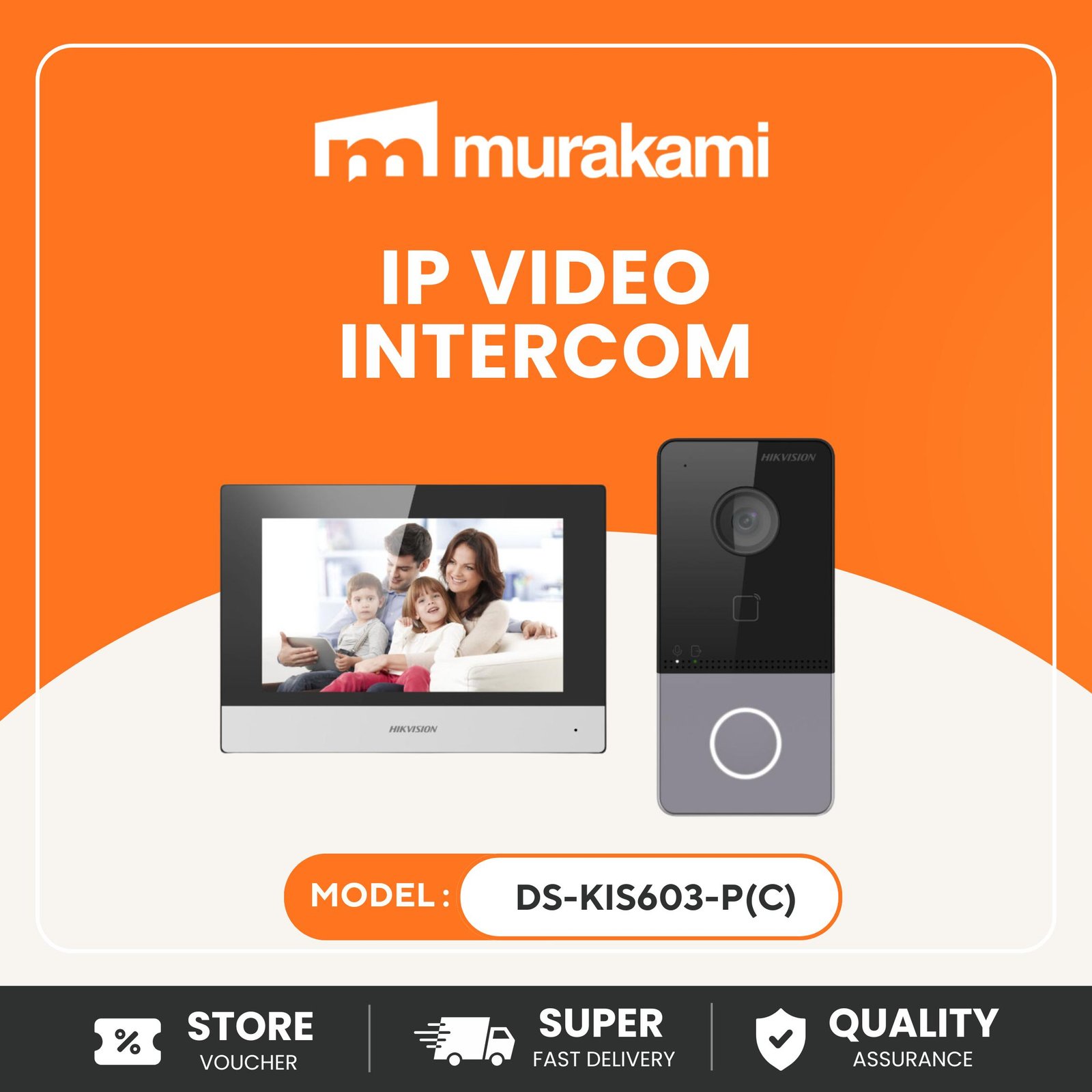 Hikvision (DS-KIS603-P) (C) for Better IP Video Intercom Kit 2MP Door Station 7 Inch Indoor Monitor PoE System