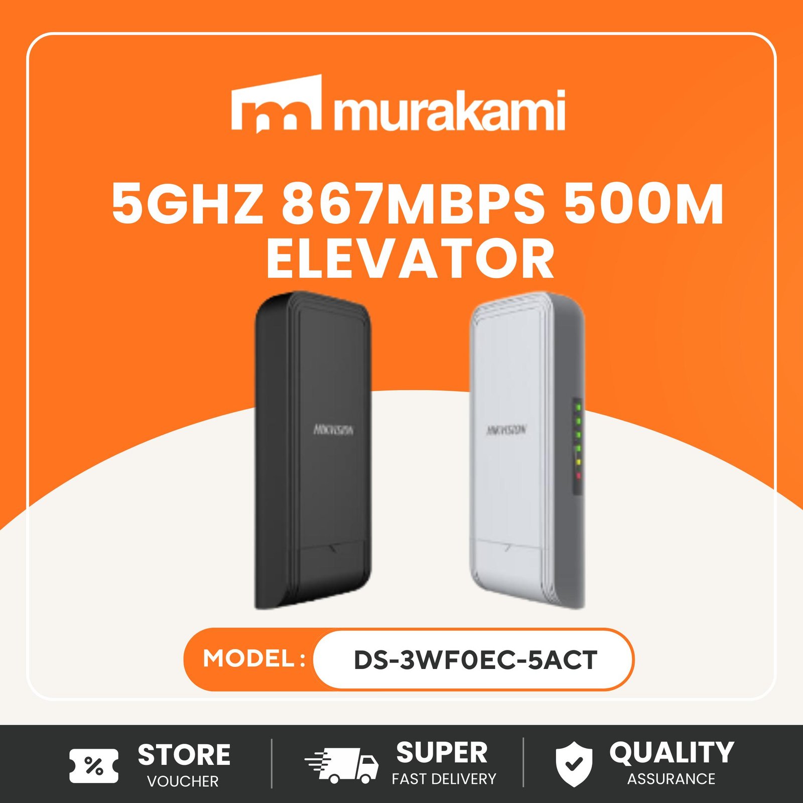 Hikvision Wireless Bridge (DS-3WF0EC-5ACT) For A Top-tier And Profound 5Ghz 867Mbps 500m Elevator
