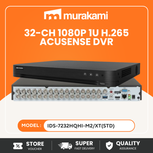 Hikvision (iDS-7232HQHI-M2/XT)(STD) For A Amazing 32-ch 1080p 1U H.265 AcuSense DVR