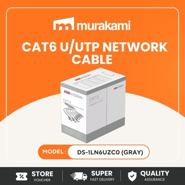 Hikvision Cables (DS-1LN6UZC0) (gray) CAT6 U/UTP for Better Network Cable (Solid Copper, 0.5mm)