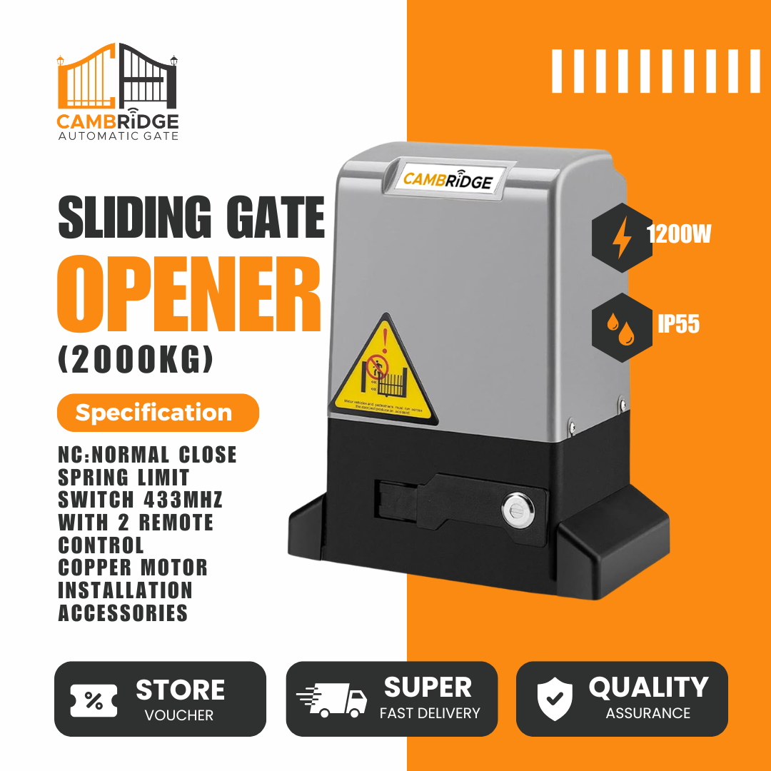Cambridge Sliding Gate Opener (2000KG) with free 2 Remote Controls