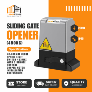 Cambridge Sliding Gate Opener (450KG) with free 2 Remote Controls