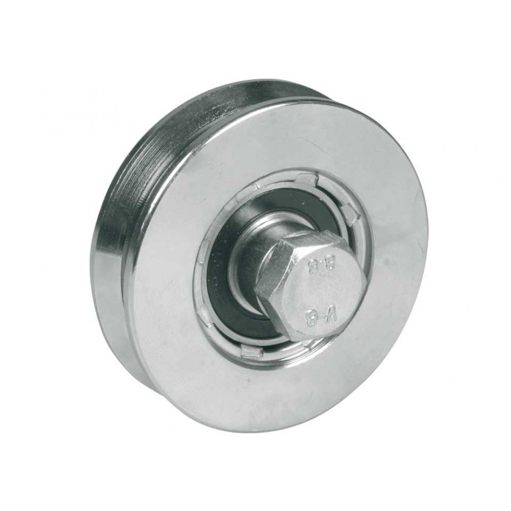 Hi Motion (101.100) – Galvanized Wheel with V Groove & 2 Bearings for Smooth Sliding Gate and Industrial Movement Applications