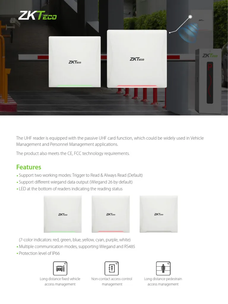 ZKTeco (UHF10F) Pro – Long-Range UHF RFID Reader for Vehicle & Personnel Access Control (902–906 MHz) - Image 2