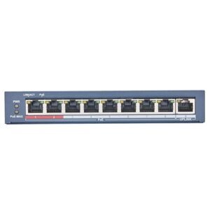 Hikvision (DS-3E0109P-E/M (B)) – Best 8 Port Fast Ethernet Unmanaged PoE Switch with Reliable Power over Ethernet & Network Connectivity Solution