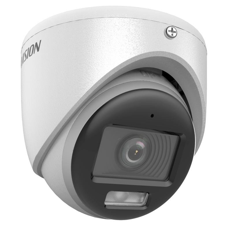 Hikvision (DS-2CE70KF0T-LMFS) 3K ColorVu Smart Hybrid Light Fixed Turret Camera with Built-in Microphone