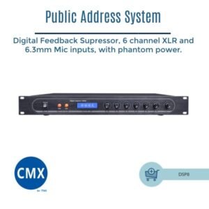 CMX (DSP8) – Best Digital Feedback Suppressor with 6-Channel XLR & 6.3mm Mic Inputs and Phantom Power