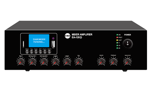 CMX (EA-120D) – Best 120W Tabletop Mixer Amplifier with DAB+, USB, Bluetooth, FM & 3 Microphone Inputs