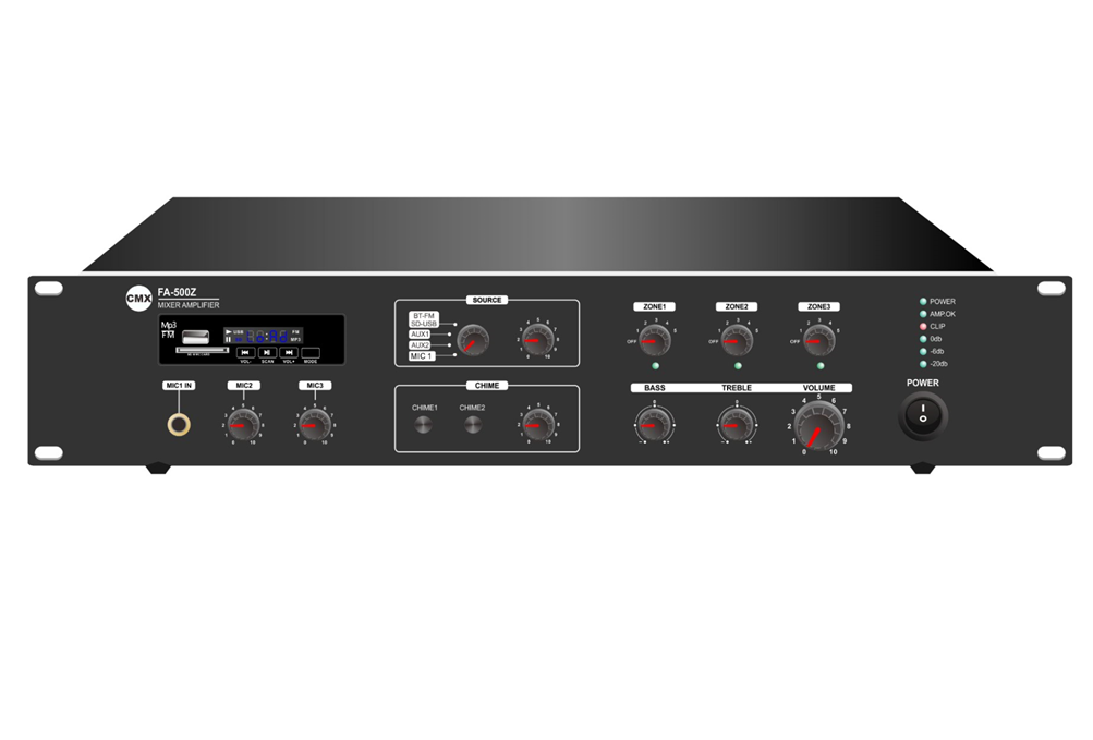 CMX (FA-240Z) – Best 240W 3-Zone Mixer Amplifier with MP3, FM, Bluetooth & Independent Zone Control