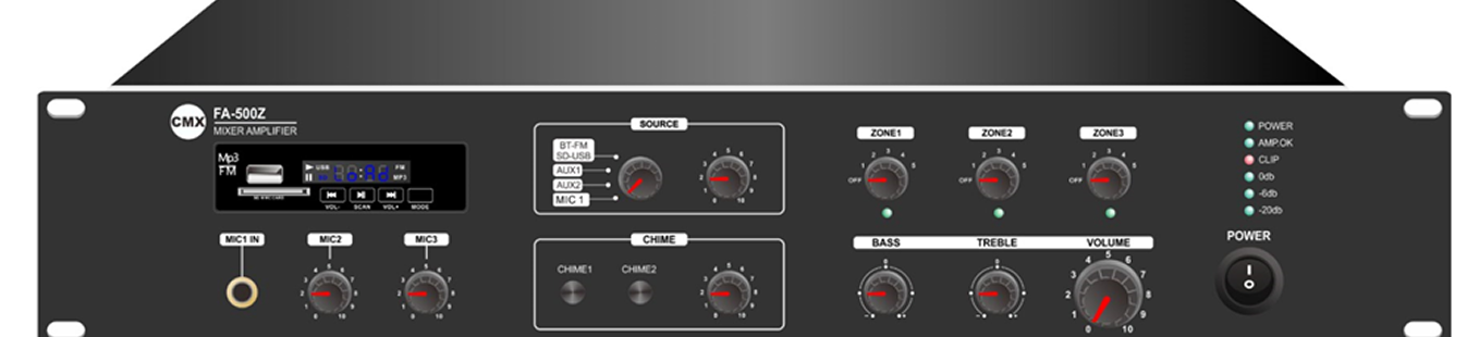 CMX (FA-240Z) – Best 240W 3-Zone Mixer Amplifier with MP3, FM, Bluetooth & Independent Zone Control - Image 3
