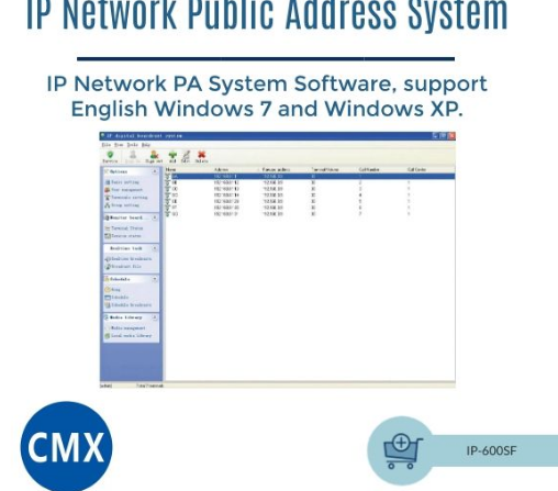 CMX (IP-600SF) – Best IP Network PA System Software with Built-in Server, Media Player & Weekly Scheduler