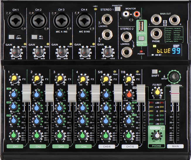 CMX (MX8Z) – Best 8-Channel Professional Audio Mixer with Digital Effects, Bluetooth & Media Playback