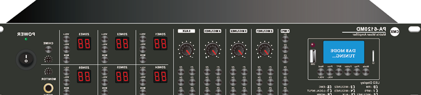 CMX (PA-6060MX) – Best 6-Zone Matrix Mixer Amplifier with USB, SD, FM, Bluetooth & 6×30W Output - Image 3
