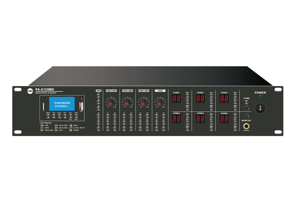 CMX (PA-6060MX) – Best 6-Zone Matrix Mixer Amplifier with USB, SD, FM, Bluetooth & 6×30W Output