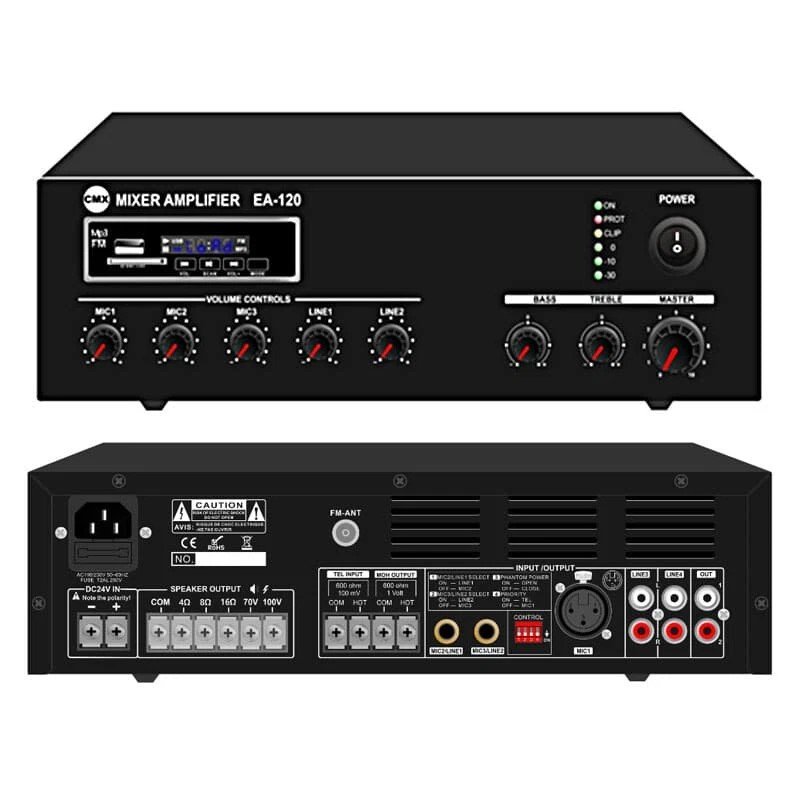 CMX (EA-120) – Best 120W Tabletop Mixer Amplifier with USB, Bluetooth & FM Radio - Image 3