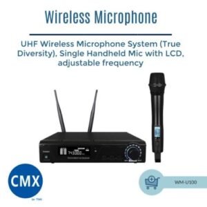 CMX (WM-U100) – Best UHF True Diversity Wireless Microphone System with Dual Channels, Adjustable Frequency & Handheld/Bodypack Microphones