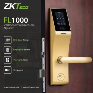 ZKTeco (FL1000) Face Recognition Smart Door Lock with RFID Card, Password & Mechanical Key Access