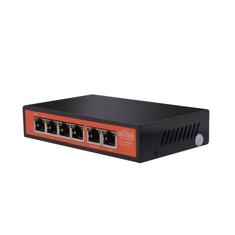 Wi-Tek (WI-PE51E) 6-Port 100Mbps PoE Extender with 4 PoE Outputs - Image 2