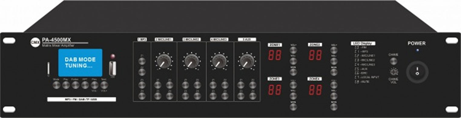 CMX (PA-4350MX) – 4 Zone Mixer Amplifier with USB, SD, FM & Bluetooth, 4×350W RMS Output - Image 2