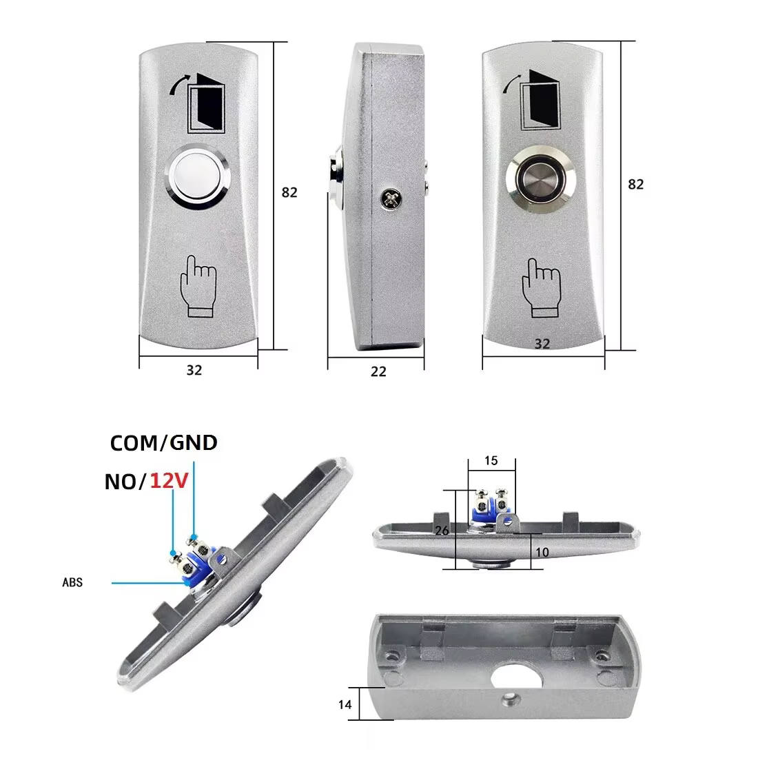 ZKTeco (EX-803L) Exit Button – Reliable Push-to-Exit Access Control Switch
