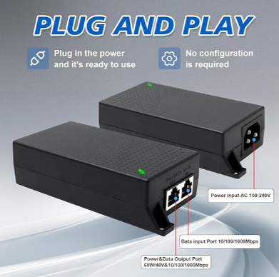 Wi-Tek (WI-POE55-48V-60W) 60W Gigabit Hi-PoE Injector - Image 3