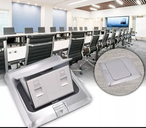 OCS (Aluminum Pop-Up Floor Socket 2 Port RJ45) – Dual RJ45 Office Floor Network & Telephone Socket - Image 3