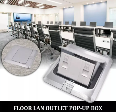 OCS (Aluminum Pop-Up Floor Socket 2 Port RJ45) – Dual RJ45 Office Floor Network & Telephone Socket
