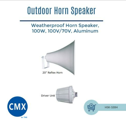 CMX (HSK-100H) – Best 100W Weatherproof Horn Speaker with 100V/70V Line Input & Aluminum Construction