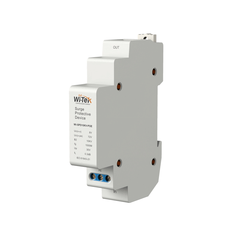 Wi-Tek (WI-SPD10KV-POE) Gigabit PoE Surge Protector with DIN-Rail Mount