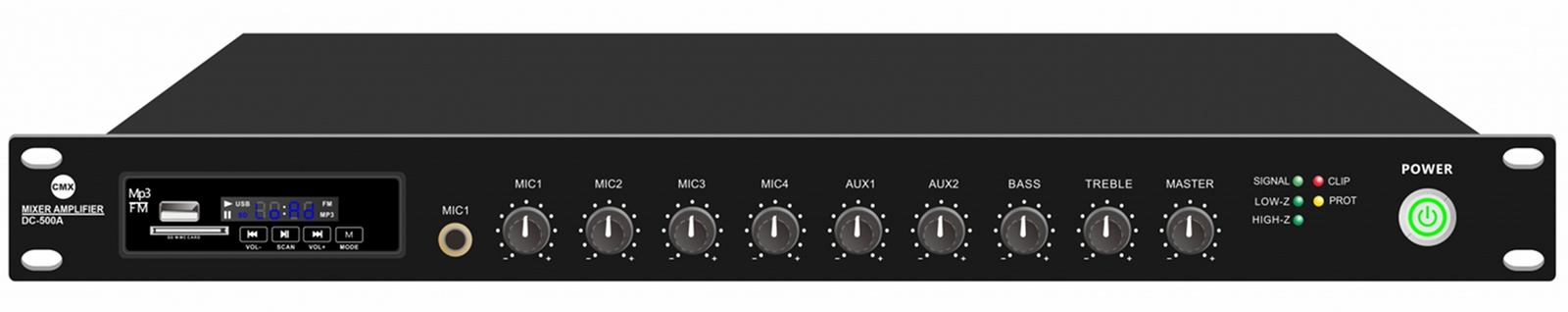 CMX (DC-350A) – Best 350W 19" 1U Mixer Amplifier with USB, Bluetooth, FM & 4 Mic Inputs - Image 3