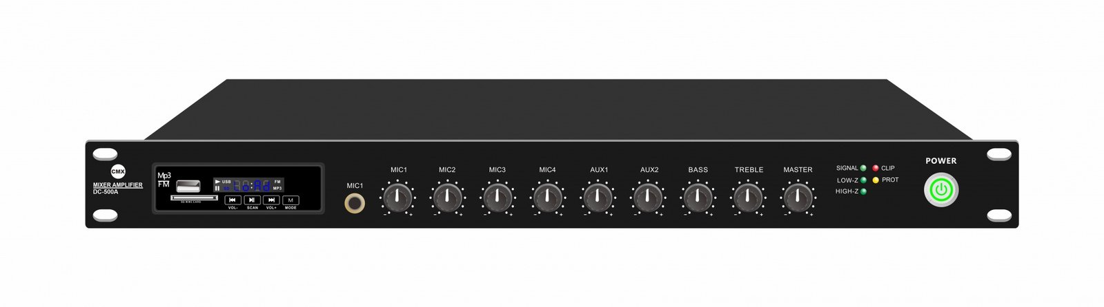 CMX (DC-350A) – Best 350W 19" 1U Mixer Amplifier with USB, Bluetooth, FM & 4 Mic Inputs