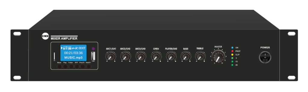 CMX (DC-240A) – Best 240W 19" 1U Mixer Amplifier with USB, Bluetooth, FM & 4 Mic Inputs - Image 2