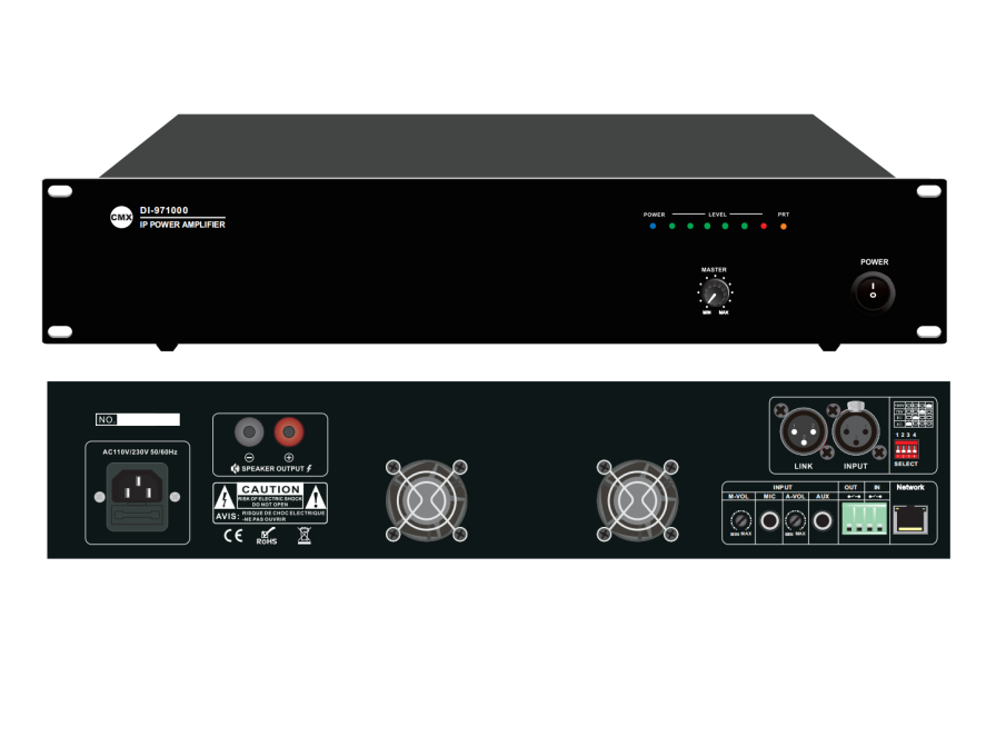 CMX (DI-971500) – 1500W 19" High Wattage IP Amplifier with 100V/70V & 4–8 Ohm Output