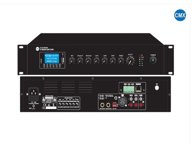 CMX (DI-97500) – Best 500W IP Network Amplifier with IP Audio Decoder, Media Player & 100V/70V Output