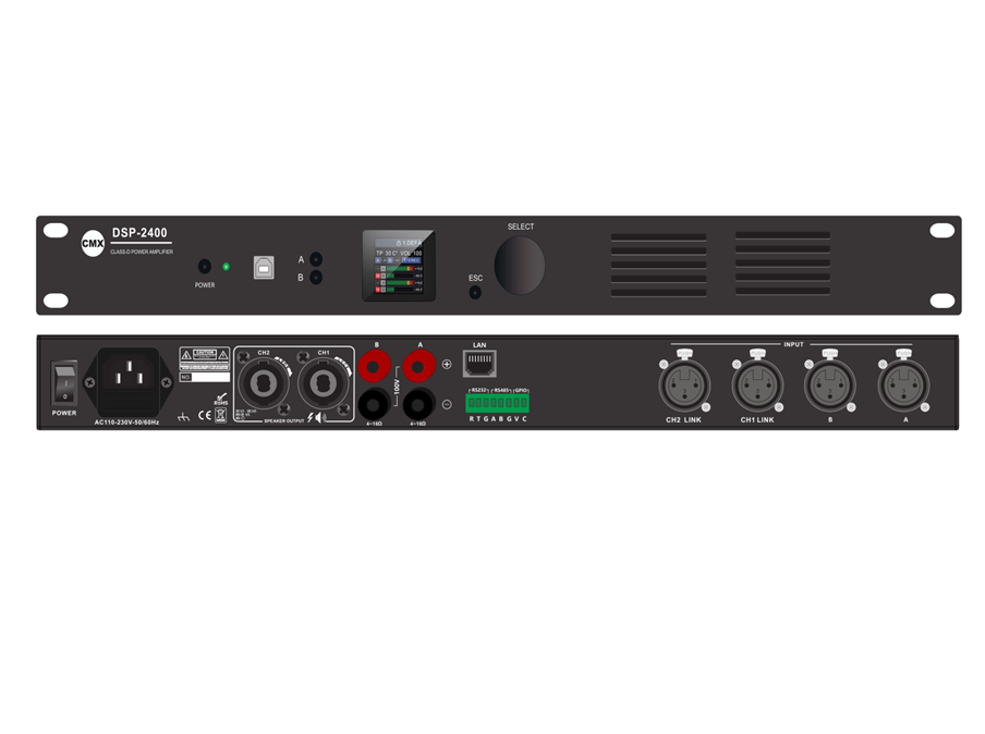 CMX (DST-4200) – 4 x 200W DSP Power Amplifier with 4Ω/100V Support & Bridge Mode