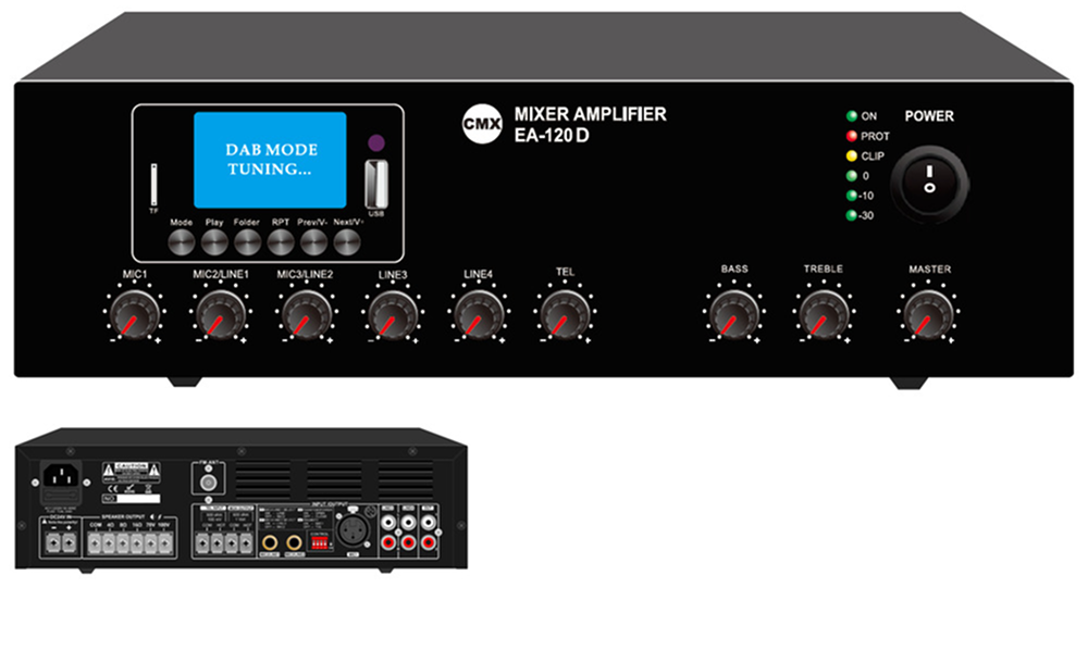 CMX (EA-60T) – Best 60W 2-Zone Mixer Amplifier with USB, SD, FM, Bluetooth & 3 Mic Inputs - Image 2