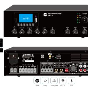 CMX (EA-120W) – Best 120W Tabletop Wi-Fi Internet Streaming Mixer Amplifier with USB/SD/FM/Bluetooth