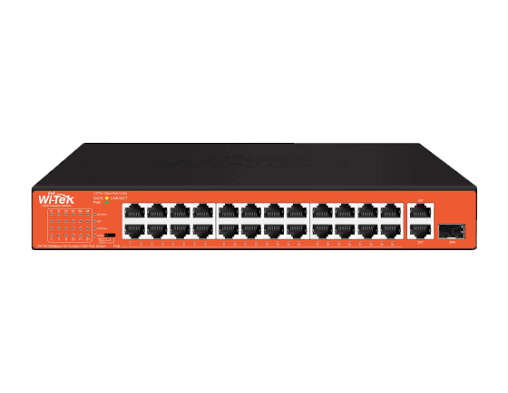 Wi-Tek (WI-PS526GH) 24-Port 200W Long-Range CCTV PoE Switch with Gigabit & SFP Uplink