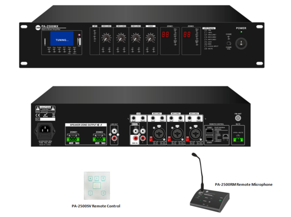 CMX (PA-2240MX) – Best 2-Zone 480W Mixer Amplifier with USB, SD, FM, Bluetooth & 3 Mic Inputs