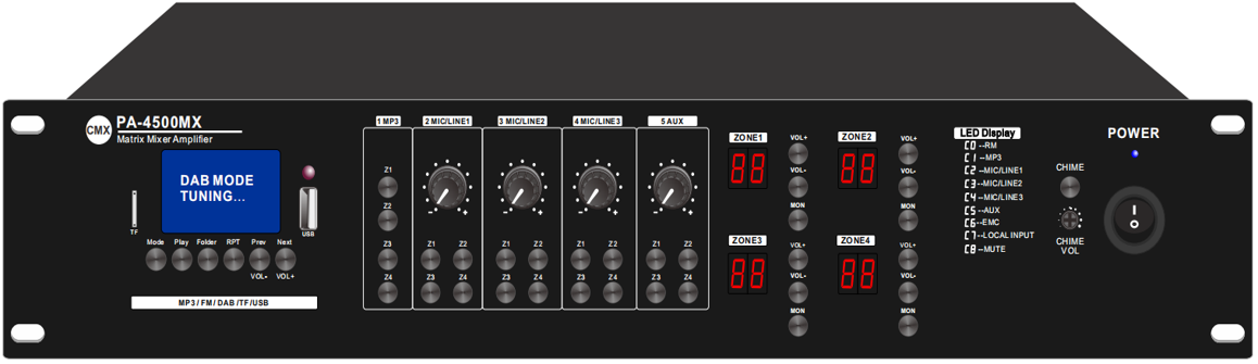 CMX (PA-4500MX) – Best 4-Zone Mixer Amplifier with USB/SD/FM/Bluetooth & 4×500W RMS Output