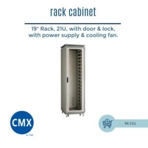 CMX (RK-21U) – 19" 21U Server Rack Cabinet with Door Lock, Power Supply & Cooling Fan