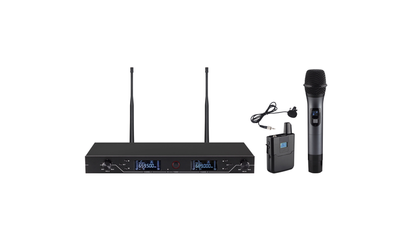 CMX (WM-U200C) – UHF Wireless Microphone System with Dual Channel Receiver, Handheld & Lavalier Mic Support